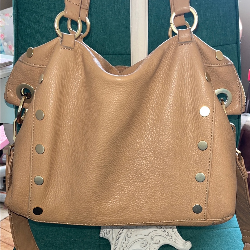 Hammitt Tan Leather Shoulder Bag with Gold Hardware